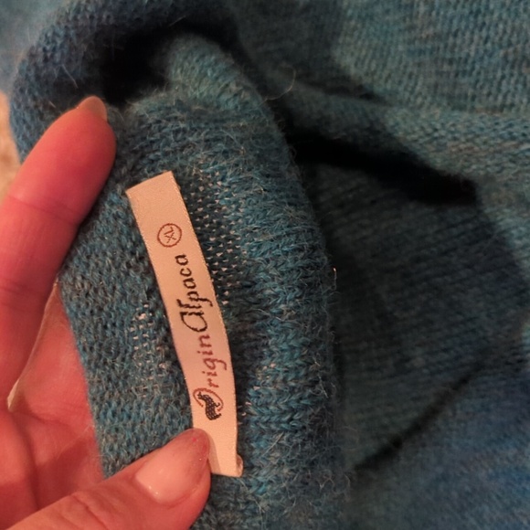 Origin Alpaca XL Women's 100% Alpaca Sweater Made In Peru Metal Detail Warm Boho - Picture 8 of 14